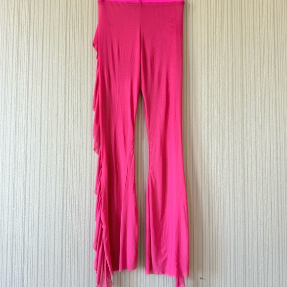 Pink Ruffle Flared Leggings - Picture 2 of 4